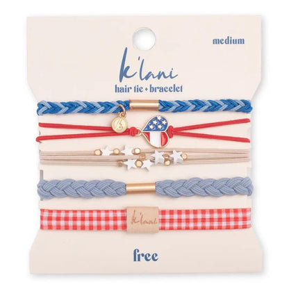 K'lani hair tie bracelets - "Free" Patriotic Hair Tie Bracelets