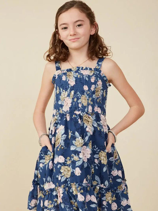 Hayden LA - Girls Romantic Floral Smocked Bodice Tank Dress