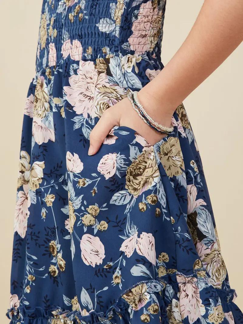 Hayden LA - Girls Romantic Floral Smocked Bodice Tank Dress