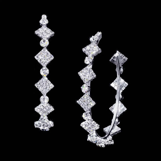 #16922 - Diamond Pattern Hoop Earring - 2"