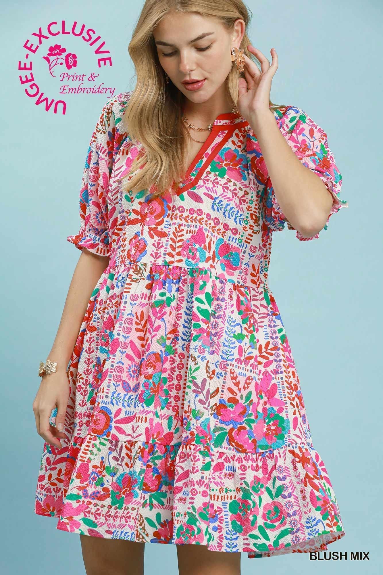 Umgee Botanical Print Dress
