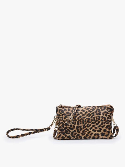 Jen & Co. - M013LP Riley Leopard 3 Compartment Crossbody/Wristlet